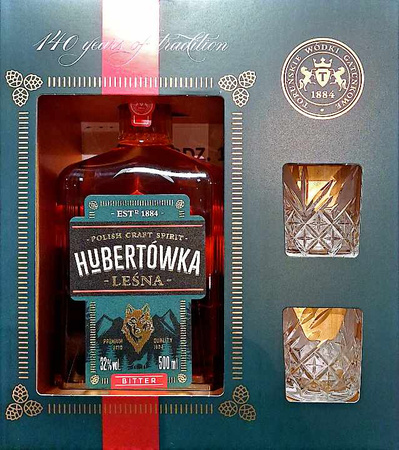 WÓDKA HUBERTÓWKA LEŚNA 0,5L 37,5 % + 2 KIELISZKI