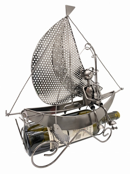 STOJAK METALOWY NA BUTELKĘ 0,75 L.\"ŻAGLARZ-WĘDKA\"