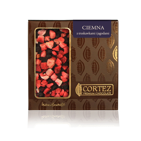 CZEKOLADA CIEMNA Z TRUSKAWKAMI I JAGODAMI 85G