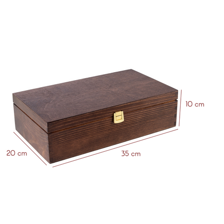 SKRZYNKA DREWNIANA NA 2 WINA BRĄZOWA