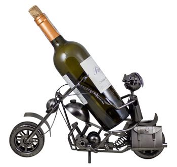 STOJAK METALOWY NA BUTELKĘ 0,75 L MOTOCYKLISTA