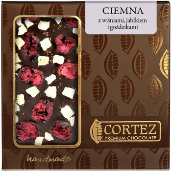 CZEKOLADA CIEMNA Z WIŚNIĄ, JABŁKIEM I GOŹDZIKAMI 85G