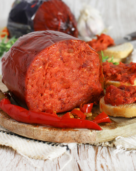 WĘDLINA NDUJA DI CALABRIA PICCANTE  - PIKANTNA KIEŁBASA KALABRYJSKA  DO SMAROWANIA OK. 250G