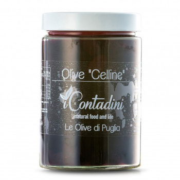 OLIWKI ICONTADINI CELLINE - APULIJSKIE CZARNE OLIWKI Z PESTKA 550G